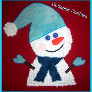 Custom chenille snowman shirt Boys and Girls Custom Sizes nb-5T image 2