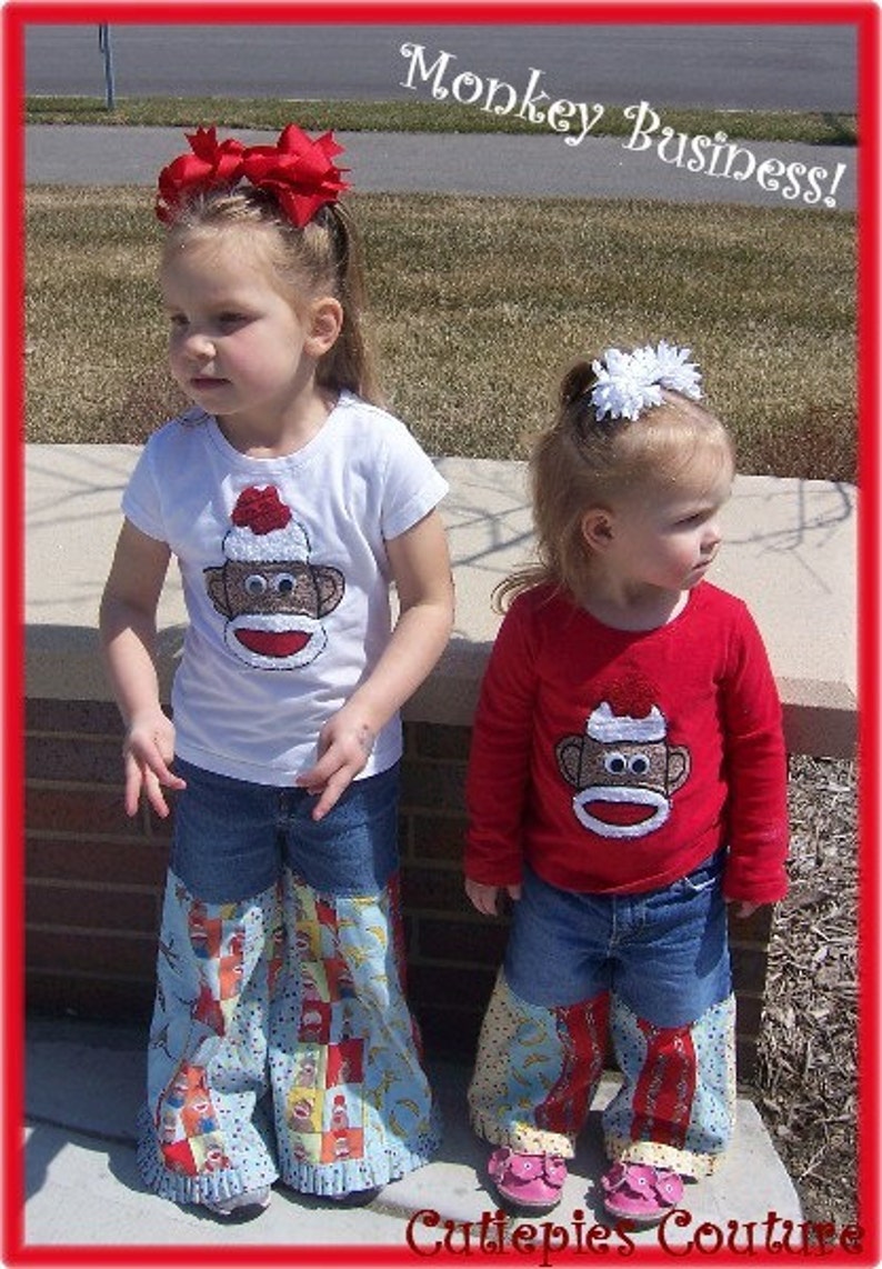 Cutiepies Couture Sock Monkey custom boutique shirt boys/girls image 1