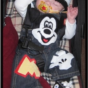 Cutiepies Couture custom boutique boys Mr. Mouse Overalls 3m-5T image 1