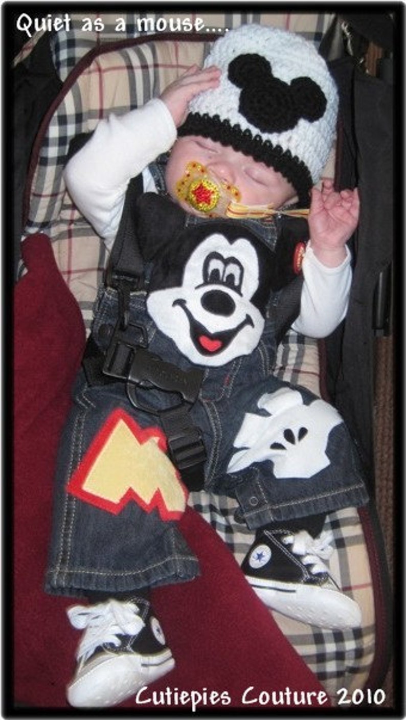 Cutiepies Couture custom boutique boys Mr. Mouse Overalls 3m-5T image 1