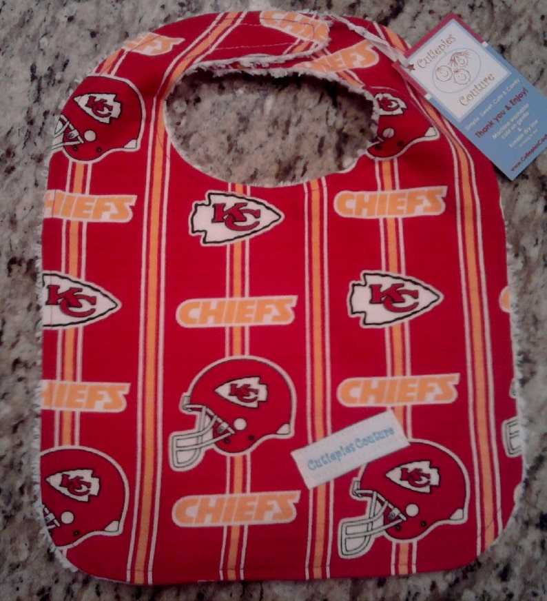 Custom boutique Cutiepies Couture Chiefs bib with chenille New image 1
