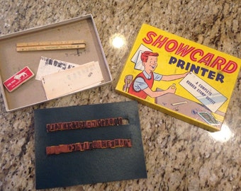 Vintage Showcard printer show card stamps with box stamps ink