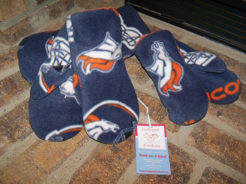 Custom fleece Denver Broncos fleece mittens all sizes image 1