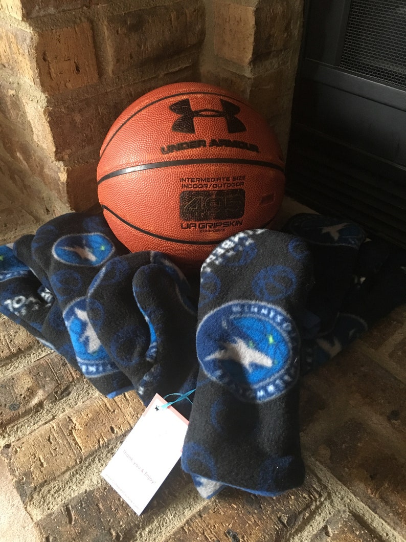 Minnesota Timberwolves basketball fleece mittens all sizes 2/3t to adult sizing available image 1