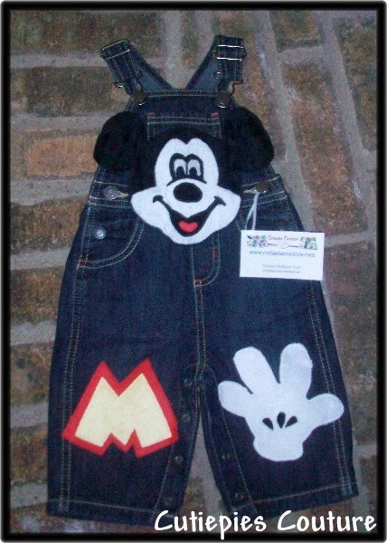 Cutiepies Couture custom boutique boys Mr. Mouse Overalls 3m-5T image 2