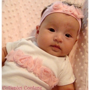 New Custom boutique girls Shabby roses onsie size nb-24m image 1