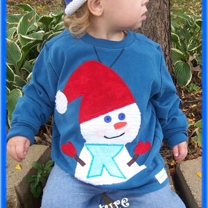 Custom chenille snowman shirt Boys and Girls Custom Sizes nb-5T image 1