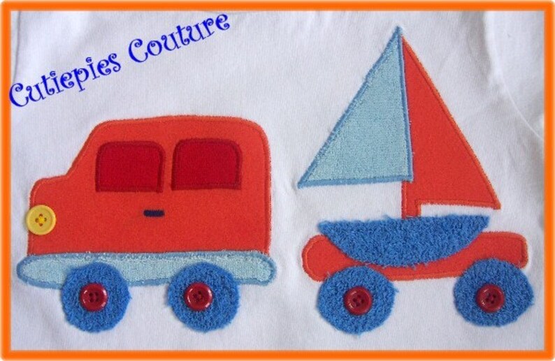 Custom Boutique Boys Cutiepies Couture Taking the boat to the lake NB-5T image 5