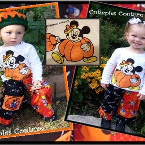 cutiepies alta costura halloween calabaza ratón apliques tee custom boutique chicos y chicas imagen 1