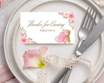 Tischkarten mit Winnie Puuh Motiv: Baby Shower Tischdeko (Digitale Datei)