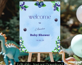 Berry Sweet Baby Shower Welcome Sign: Editable Printable (PNG)