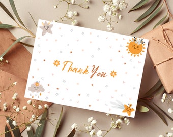 Sunshine Baby Shower Thank You Card: Printable Sun Sprinkle (Instant Download)