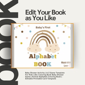Alphabet Coloring Book Baby Shower Activity | A-Z Game Template For Kids | Abc Coloring Book Baby Shower Game | Alphabet Coloring Book