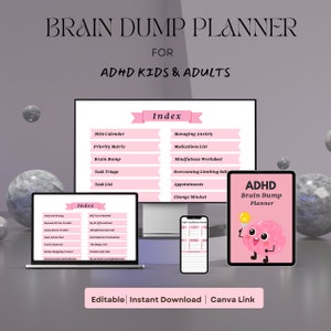 ADHD Brain Dump Planner PDF | Productivity Journal Printable | Priority Matrix PDF | Canva Link