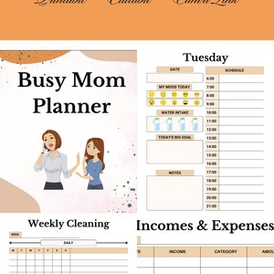Busy Mom Planner | Canva Editable Templates | Morning Routine | Printable Planner For Mom | Home Organization Planner | That Girl Planner
