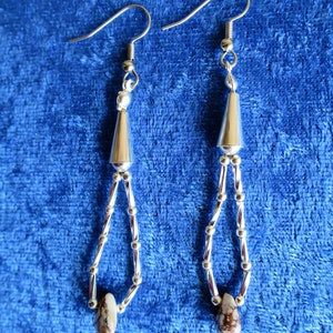 Earrings Natural Arizona Wild Horse Magnesite with Liquid Silver Heishi Beads Loop Dangle, Bold Western Southwest Fashion Style image 5