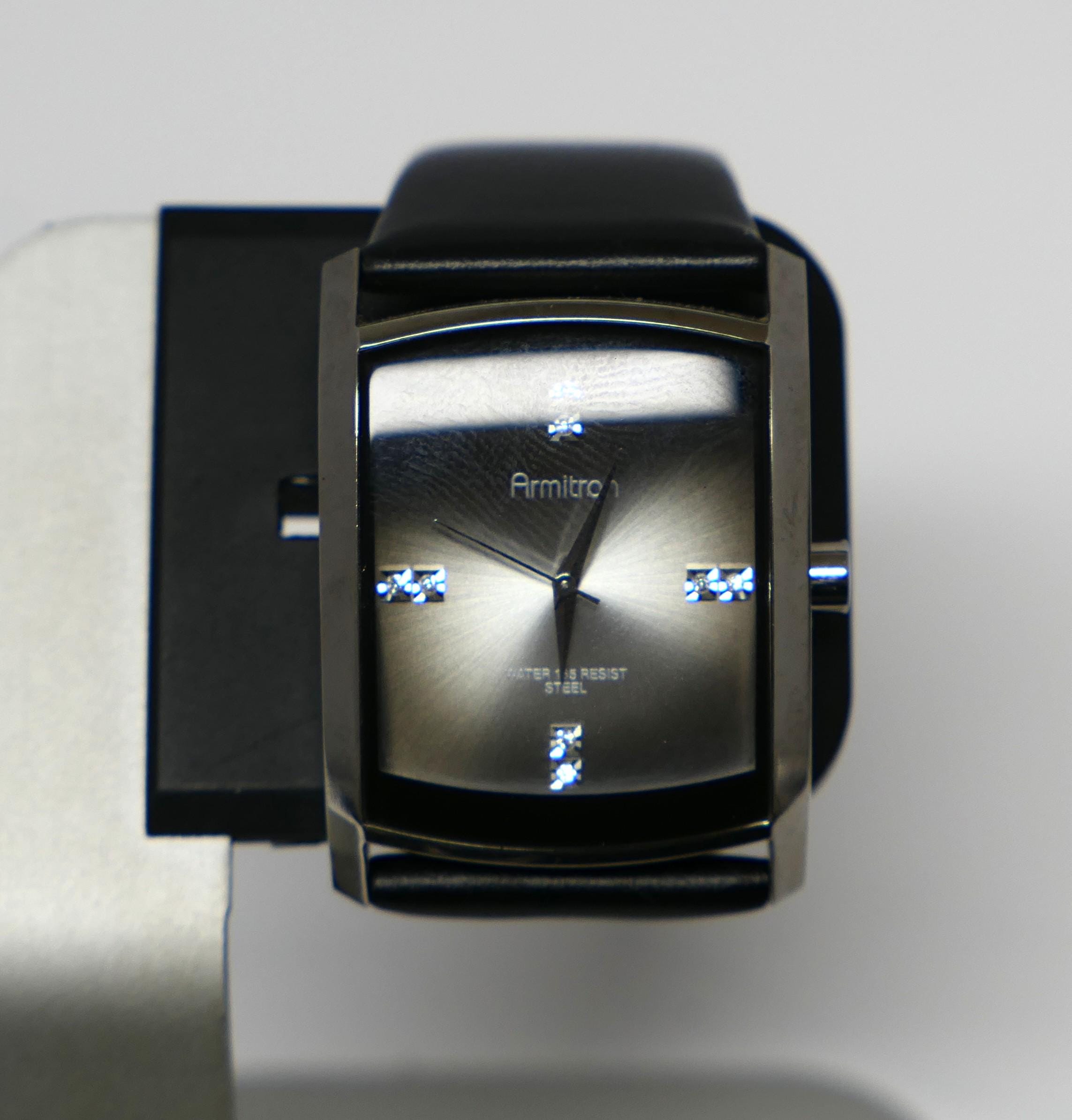 Armitron Unisex Silver Stainless Steel Black Dial Watch W/ Matching Earrings Sutton By Armitron Watch Necklace and Earring Set Combo Kit  main image 2