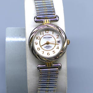 Vintage Milan Two Tone Ladies Wrist Watch, Water Resistant Time Piece, NICE!!