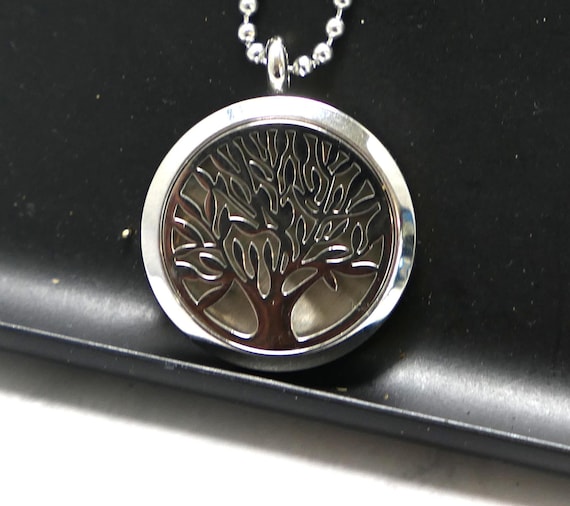 Tree Of Life Essential Oil Necklace in Stainless Steel View 6