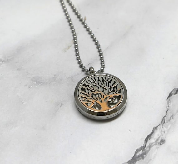 Tree Of Life Essential Oil Necklace in Stainless Steel