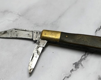 Navaja de bolsillo pakistaní antigua de dos hojas Bullet