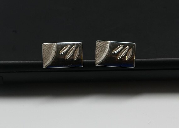 Silver Cuff Links with Etched Floral Design, Vintage Men's Accessories View 4