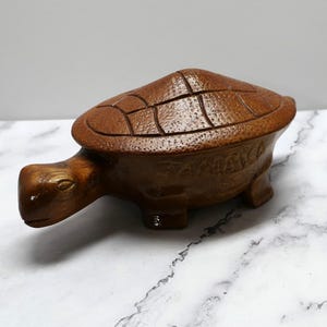 Trinket Box, Hand-Carved Wooden Turtle with Removable Shell Lid, Jamaica
