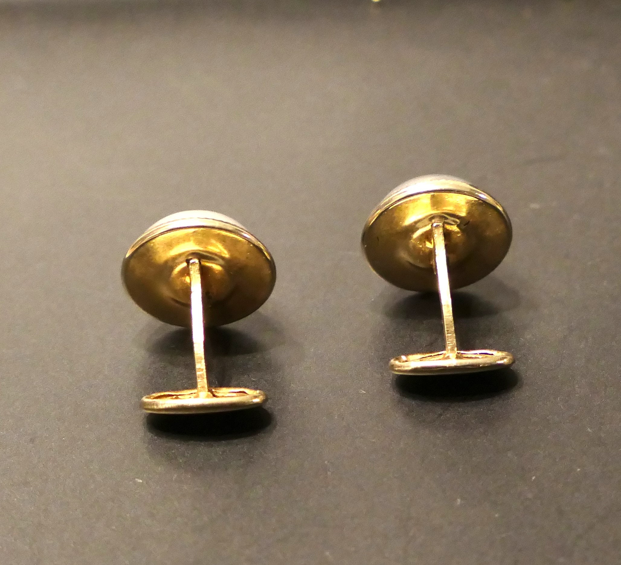 Boutons De Manchette Dorés Anciens Avec Pierre - Début 1900 - Occasion - Accessoire Vintage