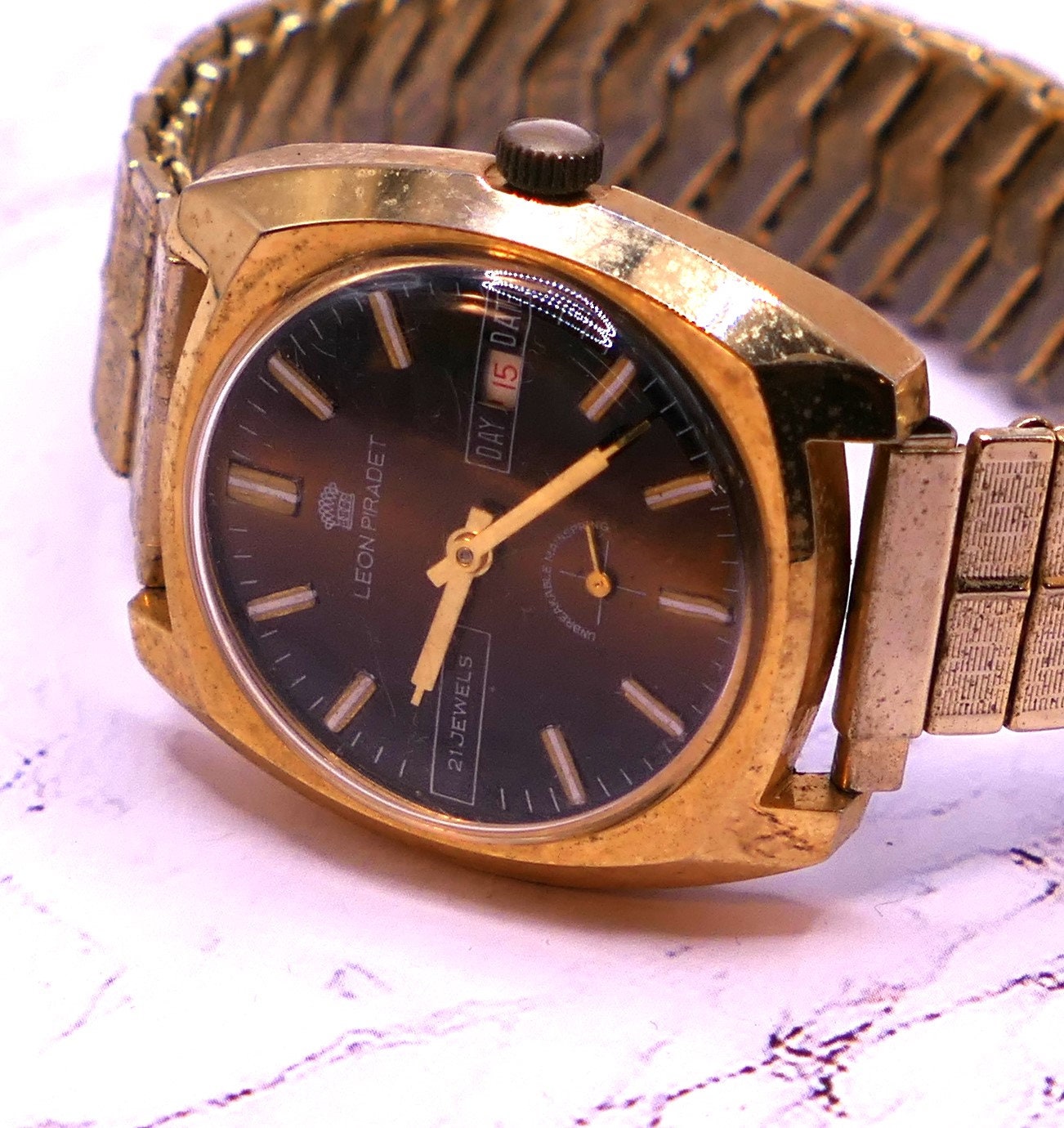 Vintage Leon Piradet 17 Jewels Day Date Manual Wind Watch Running Etsy UK