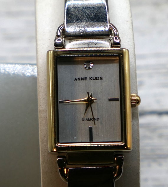 Anne Klein Women's Diamond Rectangular Gold Tone … - image 1