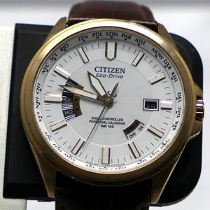 Sapphire Men's Watch, Citizen Eco-Drive Perpetual Calendar with Brown Leather Band
