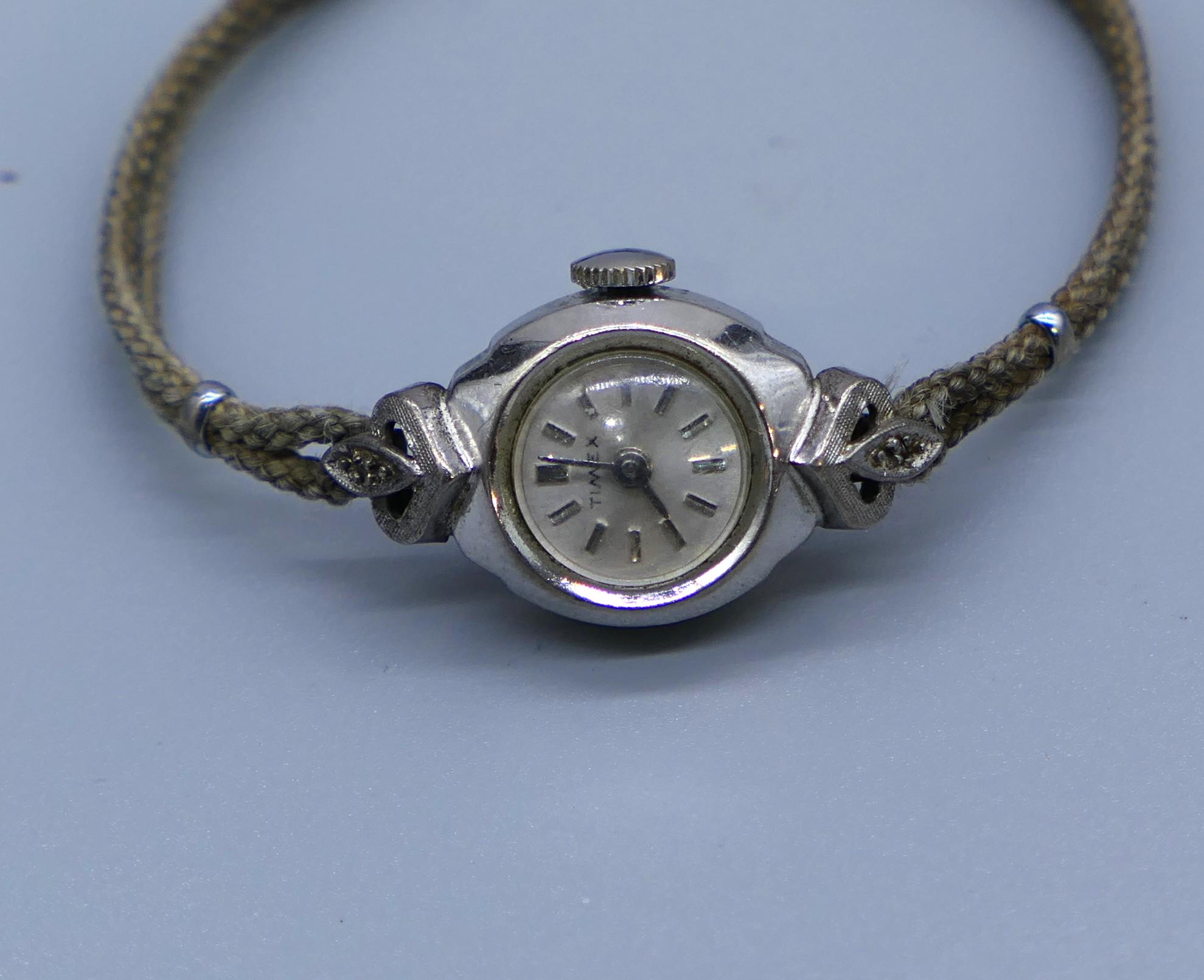 Vintage Timex 10k GF rhodium stainless ladies dress watch Ladies TIMEX Mechanical Watch Vintage Stainless Steel Mesh  main image 3