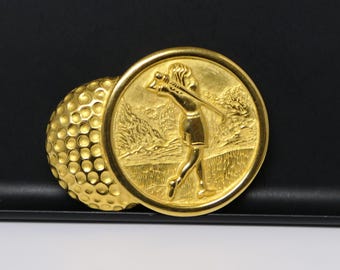 Belt Buckle VTG by Douglas Paquette Double Shell Design Gold 