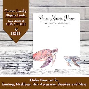 18 SIZES | Custom Earring Cards | Watercolor Sea Turtles Ocean Sea  |  Packaging Bows Necklace Bracelets Leverback | DS0164F