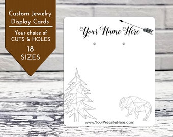 Earring Cards Jewelry Tags with Wire Outline Buffalo Forest Tree Arrow Boho Outdoors | Packaging Bows Necklace Tags  | DS0162