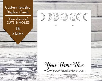 Custom Display Cards Phases of the Moon | Earring Cards Necklace Tags  | Packaging Bows Bracelets Leverback | DS0162