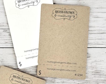 Custom Perforated Bottom Jewelry Display Cards | Square Rectangle | 20 SIZES | Add Your Logo | Earring Cards | Necklace Price Tags | SP2064