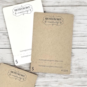 Custom Perforated Bottom Jewelry Display Cards | Square Rectangle | 20 SIZES | Add Your Logo | Earring Cards | Necklace Price Tags | SP2064