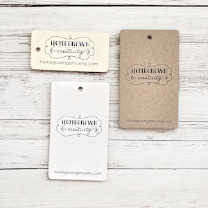 Etiquetas penduradas retangulares - Seu logotipo e texto - Etiquetas de preço personalizadas Etiquetas penduradas para joias - NB