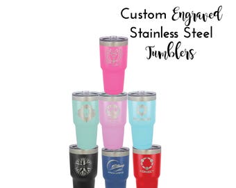 Custom Tumbler Laser Engraved Stainless Steel Cups | Black Pink Blue Purple Red  | 20 oz 30 oz | Vacuum Insulated BPA Free Cold