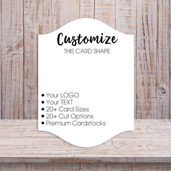 Custom Earring Cards Curved Top Bottom Ornate Fancy Cut | 20 SIZES | Includes Your Logo | Packaging | Necklace Cards  hang Tags | SP2028