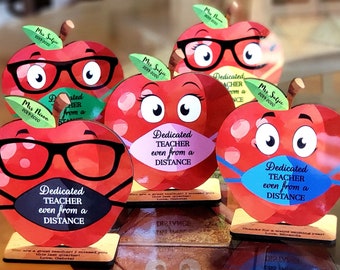 Teacher Appreciation gift Apple | Dedicated Teacher Even From a Distance | Thank You Desk Stand Distance Learning