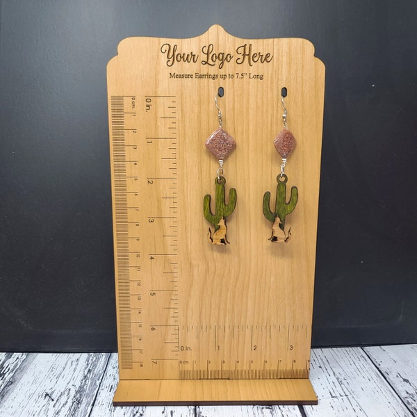 Tall 7.5" Earring Display Photography Prop Ruler Measurement Inches centimeters cm Custom Laser Engraved