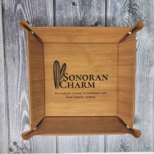 Custom Personalized Leatherette Snap Up Tray Valet Dice Holder Catchall Dish | 6&quot;x6&quot; Snapped UP