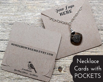 Customized Pocket Fold Necklace Cards - Holds Chain - Jewelry Display Cards - Packaging | BT01BR