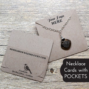 Customized Pocket Fold Necklace Cards - Holds Chain - Jewelry Display Cards - Packaging | BT01BR