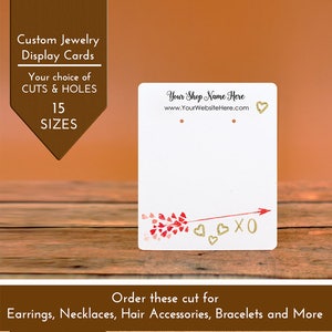 Customize Jewelry Display Cards - Valentine's Day Hearts Arrow Red XOXO - Earring Necklace Bows -Packaging  | DS0154