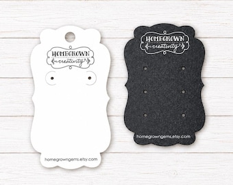 Custom Earring Cards with Your Logo Jewelry Display Cards Fancy Die Cut Design Tags | DS2003