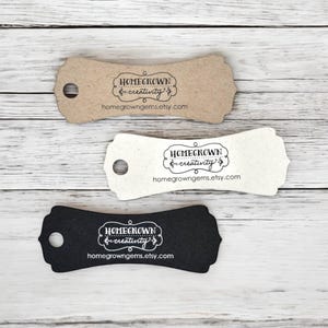 Long Ornate Cut Rectangles Custom Tags  Thank You Tags  Price Tags | Your Logo and Text  | 2.5&quot; x 0.9&quot; | 180 TAGS NB
