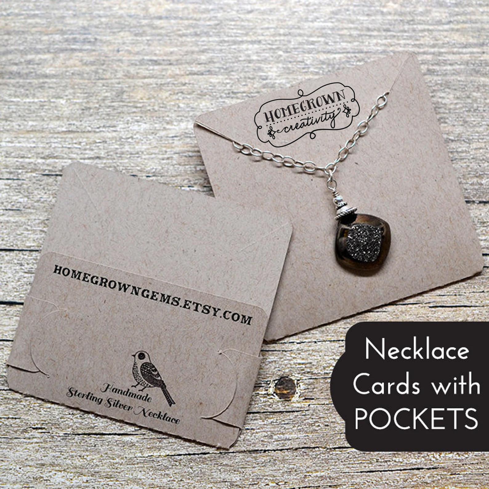 Customized Pocket Fold Necklace Cards - Holds Chain - Jewelry Display Cards - Packaging | BT01BR - UK